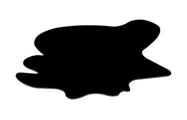 Puddle silhouette, black substance spill. stain, plash, drop. Vector illustration isolated on the white background