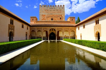 Fototapeta premium Picturesque Courtyard of the Myrtles at the Alhambra, Granada, Spain