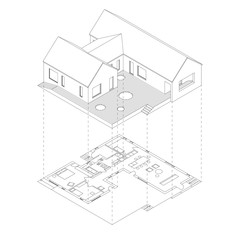 House projection with plan