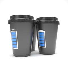 Three paper coffee cups