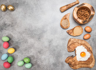 Easter baking. Ingredients and spices for dough