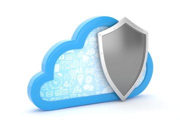 cloud and shield, cloud security concept