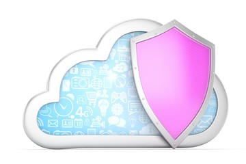 cloud and shield, cloud security concept