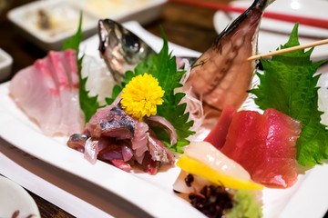 sashimi set, Japanese food