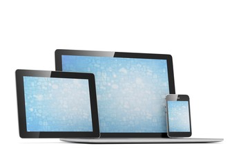 laptop, tablet, phone, on white