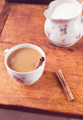 Cup of coffee with milk