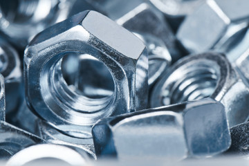 A bunch of metal nuts