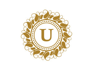 Naklejka premium U Crest Beauty Leaf Logo