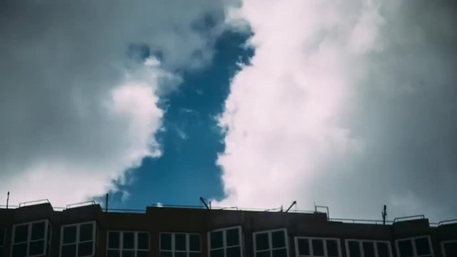 Fast Moving Sky in the Background at Home Loop of Stormy Clouds.
