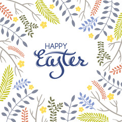 Easter greeting card with frame from floral elements