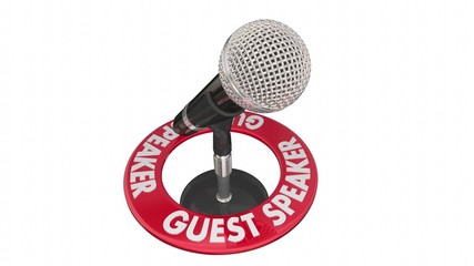 Guest Speaker Microphone 3d Words Expert Discussion Talking
