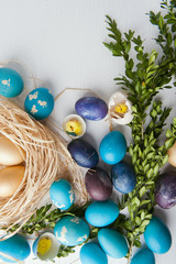 Fototapeta na wymiar Easter eggs painted on a white background