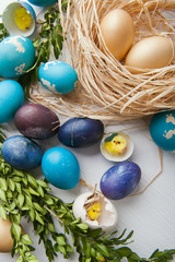 Fototapeta na wymiar Easter eggs painted on a white background