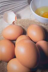 Raw eggs, rustic