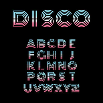 Disco Alphabet. Retro Style Alphabet. Vector Illustration.