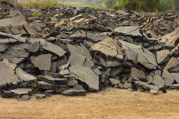 Asphalt rubble mound.