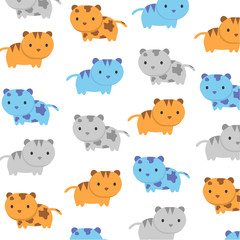 Pretty seamless pattern with cute kitty face 