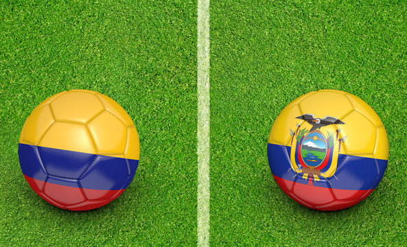 Qualifier preliminary football match between country teams Colombia and Ecuador