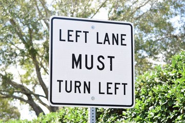 Left Lane Must Turn Left