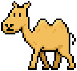 Vector illustration of Cartoon Camel - Pixel design