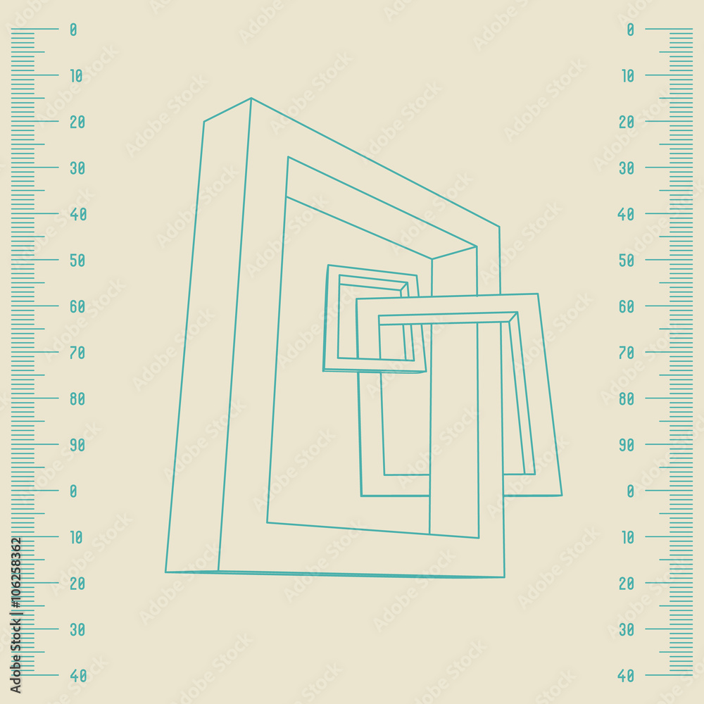 Aufkleber three rectangular 3d frames blueprint