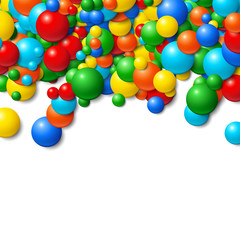 Background frame with scattered messy glowing rubber balls