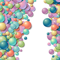 Background frame with scattered messy glowing rubber balls