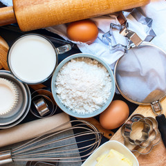 Preparation Baking Kitchen Dishes Top View Square