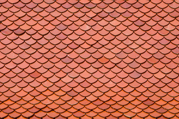 Clay roof tiles of Thai temple