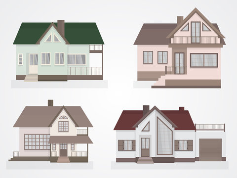 Vector set of houses icons.