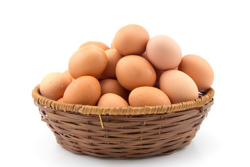 Eggs in a basket white background 