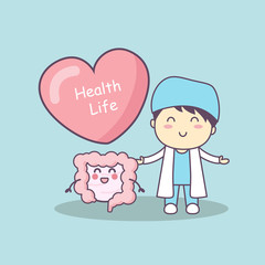cute cartoon doctor with intestine