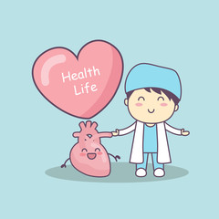cute cartoon doctor with heart