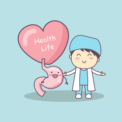 cute cartoon doctor with stomach