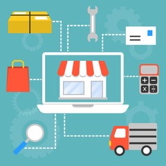 Vector set of concept for marketing and shopping online in e commerce
