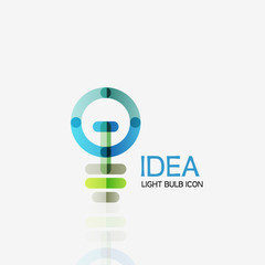 Logo, vector light bulb abstract linear geometric business icon. Idea concept