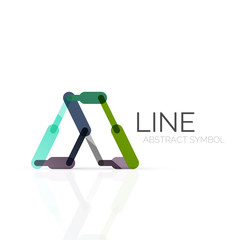 Linear abstract logo, connected multicolored segments of lines geometrical figure