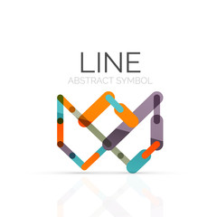 Linear abstract logo, connected multicolored segments of lines geometrical figure
