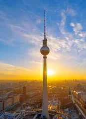 Foto op Canvas Lovely sunset at the Television Tower in Berlin, Germany © elxeneize
