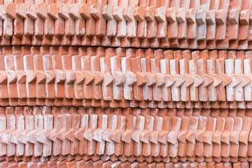 Stack of tile brick roof in Thailand temple.