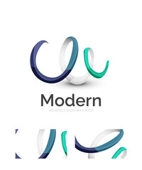 Fototapeta premium Abstract 3d swirl ribbon logo template with business card corporate identity design