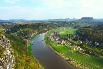 Fototapeta na wymiar iew to Saxon Switzerland from Bastei