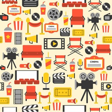 Vector movie element design for background and present paper or fabric in retro style set 2