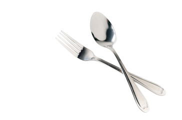 spoon and fork stainless isolated