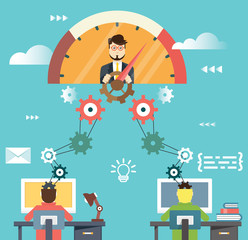 Naklejka premium Flat infographic of management human resources and business success