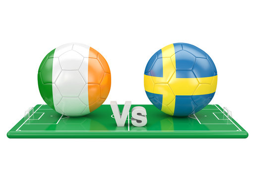 Eire / Sweden soccer game over soccer field