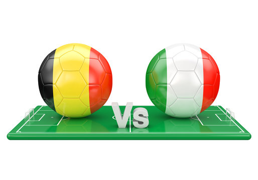 Belgium / Italy soccer game over soccer field