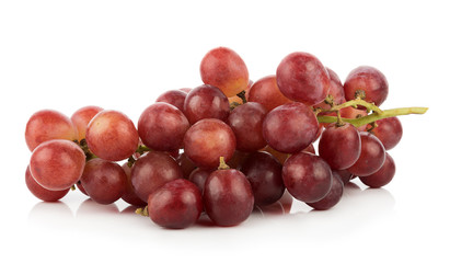 Ripe red grape on white background