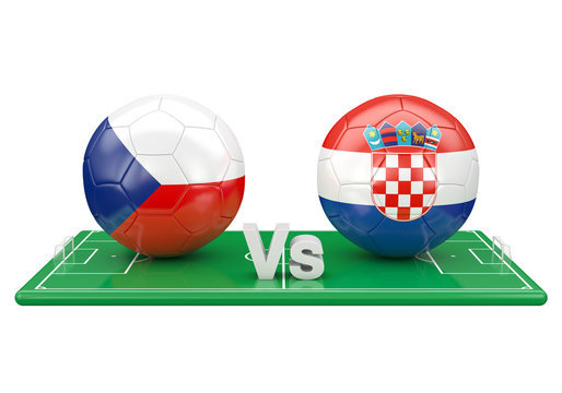 Czech republic / Croatia soccer game over soccer field