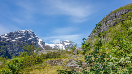 Views of snow-capped mountains / Mountains against the sky. Beautiful landscape. Snow-capped peaks